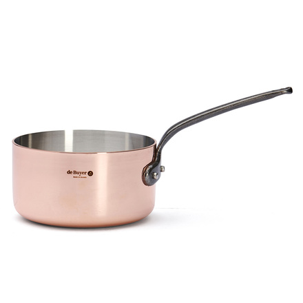 Nerezový rendlík de Buyer 6306.14, PRIMA MATERA, rendlík, měděný, litinová rukojeť, pro všechny varné desky, průměr 14 cm, výška 7,3 cm, objem 1,2 L (3)