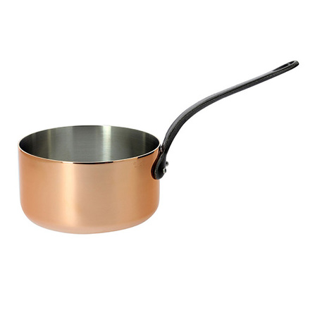 Nerezový rendlík de Buyer 6306.18, PRIMA MATERA, rendlík, měděný, litinová rukojeť, pro všechny varné desky, průměr 18 cm, výška 9,3 cm, objem 2,5 L