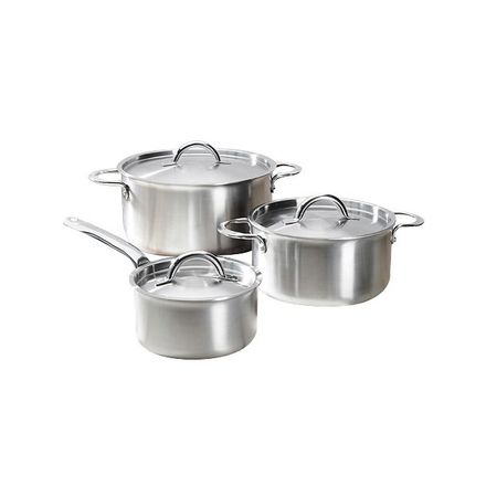 Nerezový hrnec de Buyer 3601.06, ALCHIMY, sada, 2 ks hrnců s poklicemi o 20/24 cm, 1 ks rendlík s poklicí o 16 cm