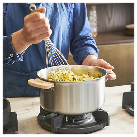 Sada rendlíků de Buyer 3661.03 LOQY, 3 ks rendlíků 16/20/24 cm, 1 ks odnímatelná ouška, objem 1,3/2,5/4,1 L, nerez ocel, zahnutý okraj (1)