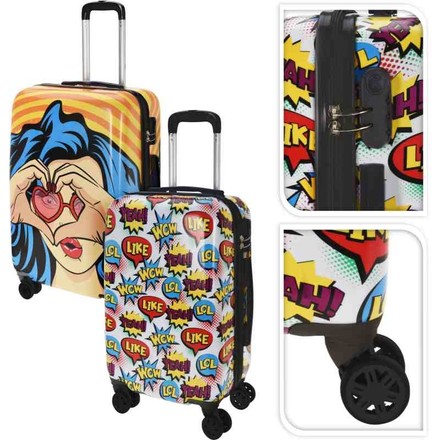 Cestovní kufr Excellent KO-DG9001030 na kolečkách sada 2 ks motiv pop art