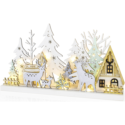 Vánoční dekorace Retlux RXL 466 Zimní les 33cm 15 LED WW