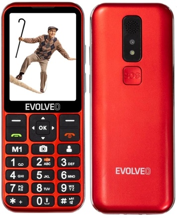 Mobilní telefon Evolveo EasyPhone LT pro seniory - červený