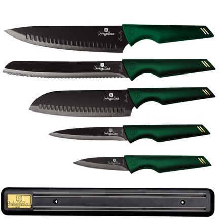 Sada nožů Berlingerhaus BH-2696 s nepřilnavým povrchem 6 ks Emerald Collection s magnetickým držákem
