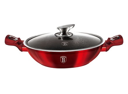 Wok pánev s poklicí s mramorovým povrchem Berlingerhaus BH-7110 30 cm Burgundy Edition