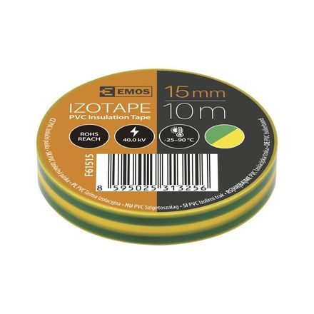 Izolační páska Emos F61515 PVC šíře 15 mm, délka 10 m - zeleno-žlutá