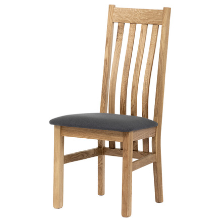 Dřevěná jídelní židle Autronic Dřevěná jídelní židle, potah antracitově šedá látka, masiv dub, přírodní odstín (C-2100 GREY2)