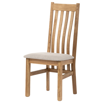 Dřevěná jídelní židle Autronic Dřevěná jídelní židle, potah krémově béžová látka, masiv dub, přírodní odstín (C-2100 CRM2)