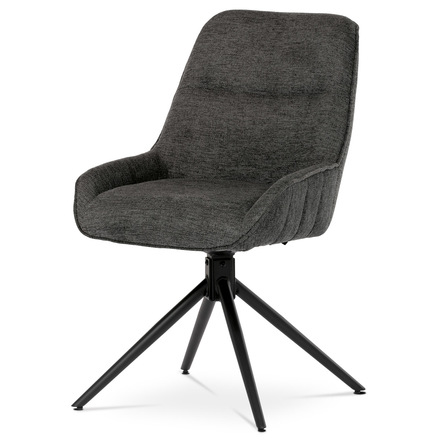 Moderní jídelní židle Autronic Židle jídelní a konferenční, tmavě šedá látka, černé kovové nohy, otočný mechanismus (HC-536 GREY2)