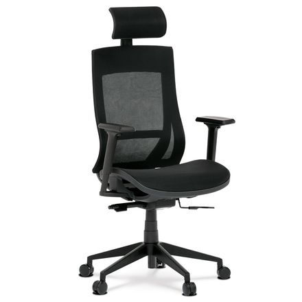 Kancelářská židle Autronic Kancelářská židle, černá MESH síťovina, lankový mech., plastový kříž, 2D područky, kolečka pro tvrdé podlahy (KA-W002 BK)