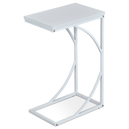 Přídavný stolek Autronic Přístavný stolek 27x41x63 cm, deska bílé lamino, kovové nohy, bílý mat (84056-14 WT)