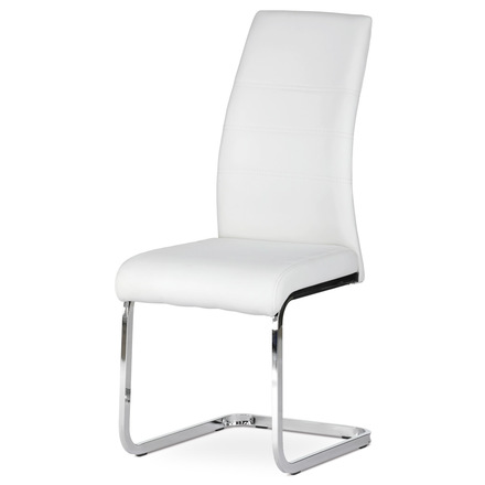 Moderní jídelní židle Autronic Jídelní židle, potah bílá ekokůže, kovová pohupová podnož, lesklý chrom (DCL-408 WT)