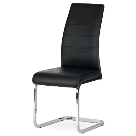 Moderní jídelní židle Autronic Jídelní židle, potah černá ekokůže, kovová pohupová podnož, lesklý chrom (DCL-408 BK)
