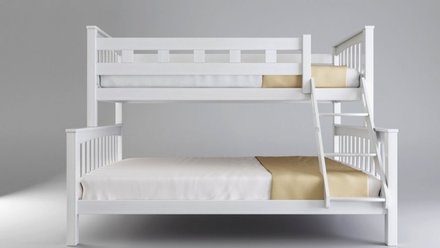 Patrová postel MW MARIO FAMILIE včetně roštu buk bílá (1)