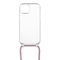 Kryt na mobil Fixed Pure Neck s růžovou šňůrkou na krk pro Apple iPhone 15 - průhledný (1)