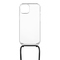 Kryt na mobil Fixed Pure Neck s černou šňůrkou na krk pro Apple iPhone 15 - průhledný (1)