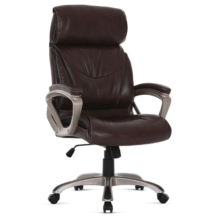 Kancelářská židle Autronic Kancelářská židle, tmavě hnedá koženka, plast v barvě champagne, kolečka pro tvrdé podlahy (KA-Y284 BR)