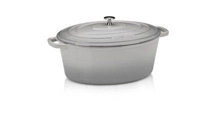 Pekáč litinový Kela KL-12609 oválný s poklicí Calido 36x29 cm světle šedá