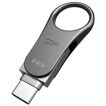 USB Flash disk Silicon Power Mobile C80 64 GB, USB-C / USB 3.2 Gen 1 - stříbrný