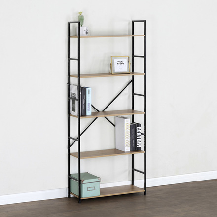 Regál Autronic Regál, 5 polic, dekor dub, MDF, černý lak (GD-225 OAK) (2)