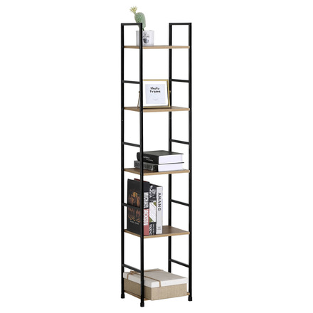 Regál Autronic Regál, 5 polic, dekor dub, MDF, černý lak (GD-215 OAK)