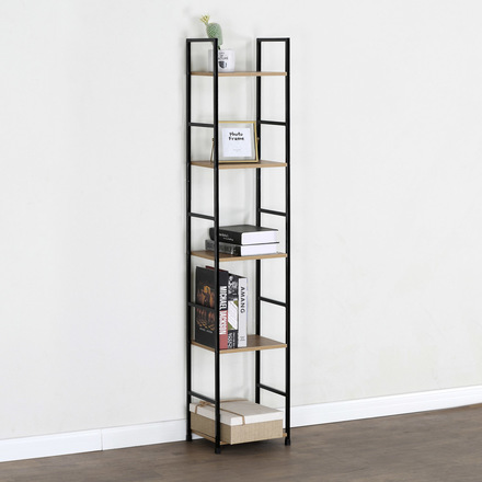 Regál Autronic Regál, 5 polic, dekor dub, MDF, černý lak (GD-215 OAK) (2)