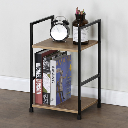 Regál Autronic Regál, 2 police, dekor dub, MDF, černý lak (GD-212 OAK) (2)