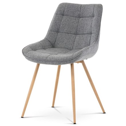 Moderní jídelní židle Autronic Jídelní židle, potah šedá látka, kovové nohy, 3D dekor dub (CT-394 GREY2) (2)
