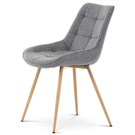 Moderní jídelní židle Autronic Jídelní židle, potah šedá látka, kovové nohy, 3D dekor dub (CT-394 GREY2) (3)