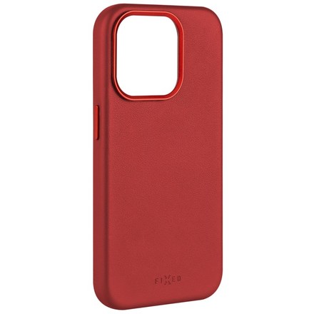 Kryt na mobil Fixed MagLeather s podporou MagSafe na Apple iPhone 15 - červený