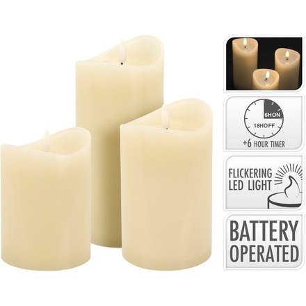 LED svíčka Homestyling KO-AX5432320 sada 3 ks slonová kost