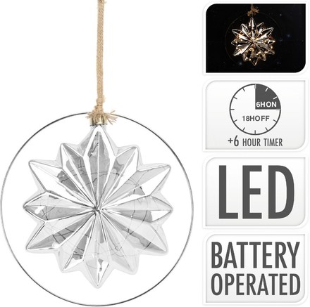 Vánoční dekorace Homestyling KO-ABR715220 hvězda svítící 18 cm kouřově šedá