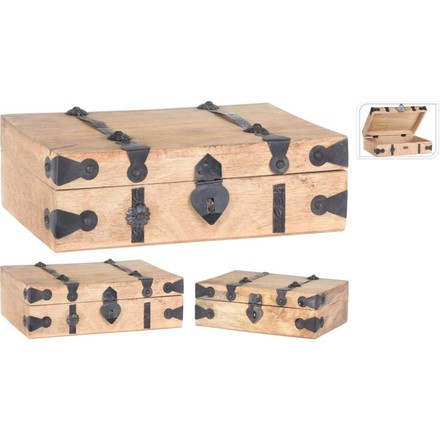 Úložná krabice Homestyling KO-A65000870 dřevěná sada 3 ks