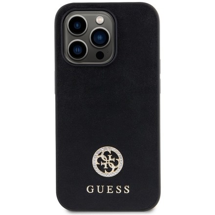 Kryt na mobil Guess 4G Strass Metal Logo na Apple iPhone 15 Pro - černý