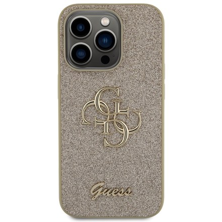 Kryt na mobil Guess Fixed Glitter 4G Metal Logo na Apple iPhone 15 Pro - zlatý