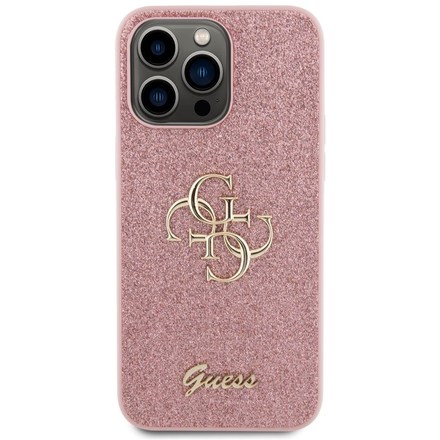 Kryt na mobil Guess Fixed Glitter 4G Metal Logo na Apple iPhone 15 Pro Max - růžový