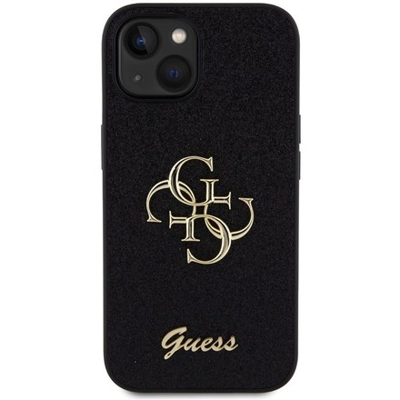 Kryt na mobil Guess Fixed Glitter 4G Metal Logo na Apple iPhone 15 - černý
