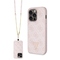 Kryt na mobil Guess 4G Strass Triangle Metal Logo + Crossbody Popruh na Apple iPhone 15 Pro - růžový (2)