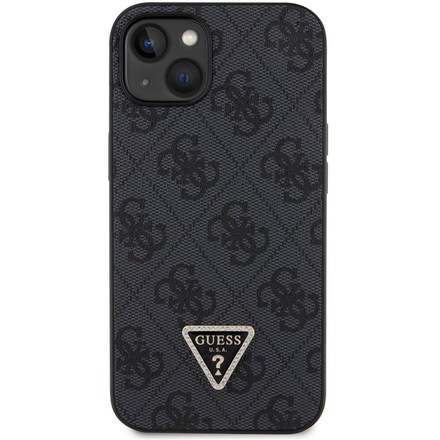 Kryt na mobil Guess 4G Strass Triangle Metal Logo na Apple iPhone 15 - černý
