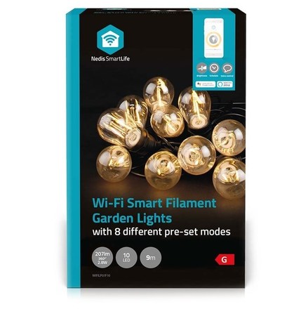 Párty osvětlení Nedis SmartLife LED Wi-Fi, 10 LED, 9 m, teplá bílá
