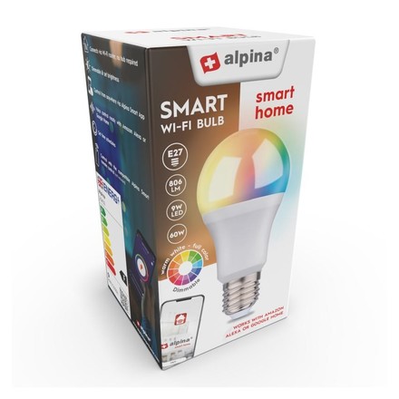 Chytrá LED žárovka Alpina ED-225433 LED RGB WIFI bílá + barevná E27