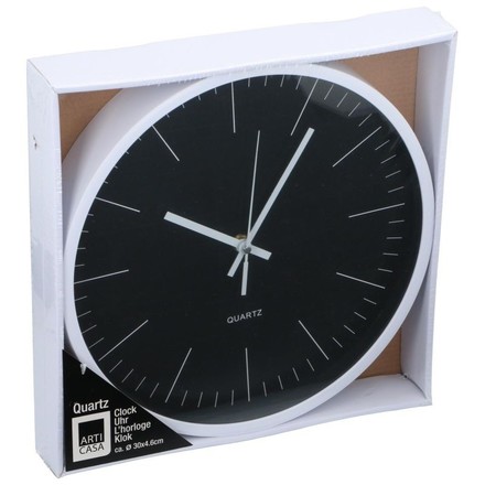Nástěnné hodiny Articasa ED-224296bila Nástěnné hodiny 30 cm bílá / černá