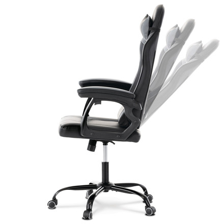 Herní křeslo Autronic Herní křeslo, šedá a černá ekokůže, houpací mech., opěrák 135° (KA-L626 GREY) (9)