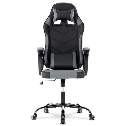 Herní křeslo Autronic Herní křeslo, šedá a černá ekokůže, houpací mech., opěrák 135° (KA-L626 GREY) (1)