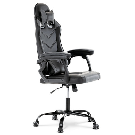 Herní křeslo Autronic Herní křeslo, šedá a černá ekokůže, houpací mech., opěrák 135° (KA-L626 GREY) (19)