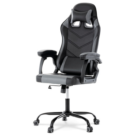 Herní křeslo Autronic Herní křeslo, šedá a černá ekokůže, houpací mech., opěrák 135° (KA-L626 GREY) (3)