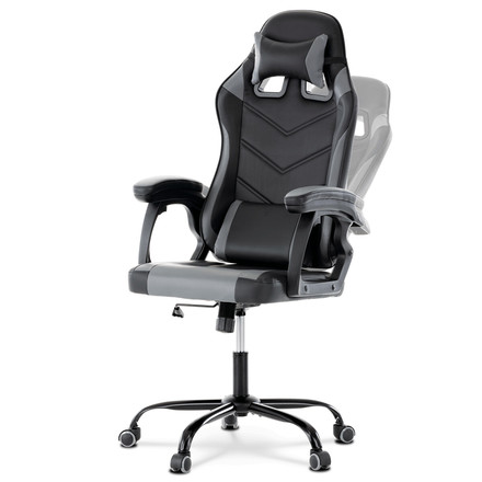 Herní křeslo Autronic Herní křeslo, šedá a černá ekokůže, houpací mech., opěrák 135° (KA-L626 GREY) (4)