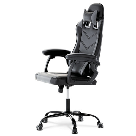 Herní křeslo Autronic Herní křeslo, šedá a černá ekokůže, houpací mech., opěrák 135° (KA-L626 GREY) (6)