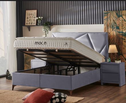 Čalouněná postel Alpi MOON SET 180x200 s matrací - šedá (1)