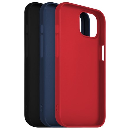 Set krytů na mobil Fixed Story na Apple iPhone 15 - černý/ červený/ modrý